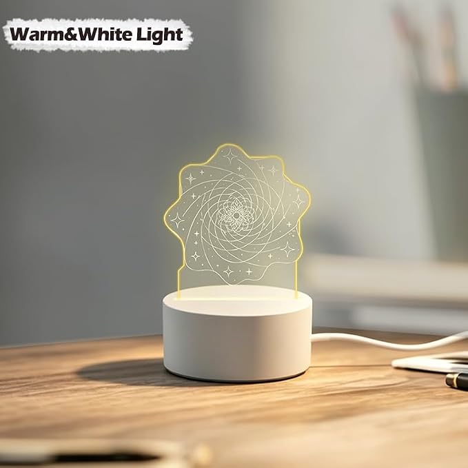 Acrylic Spiral & Star LED Night Light with 3 Colors