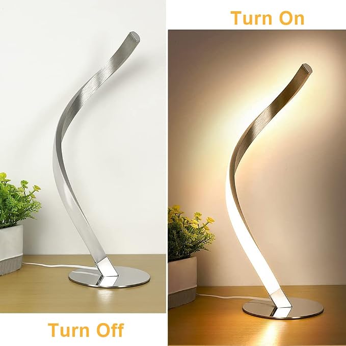 Modern Spiral LED Table Lamp, 3000K Warm White Light