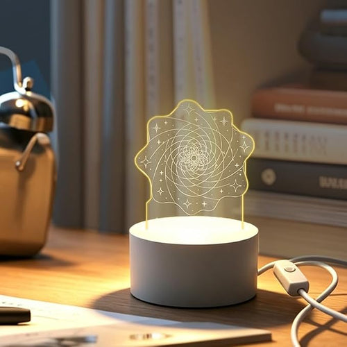 Acrylic Spiral & Star LED Night Light with 3 Colors