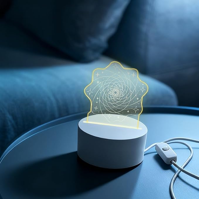 Acrylic Spiral & Star LED Night Light with 3 Colors