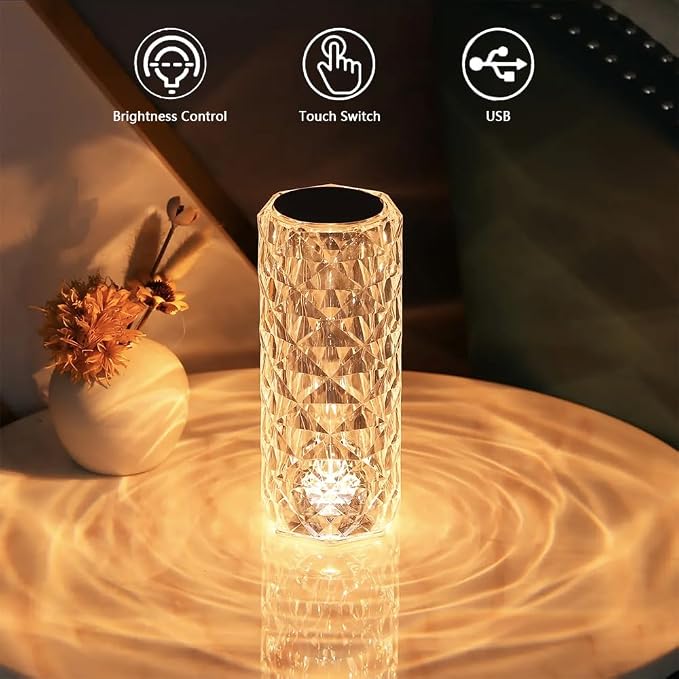 Portable Crystal LED Table Lamp with Touch Control