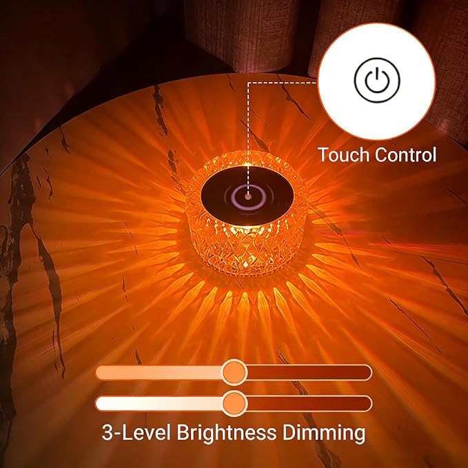 Portable Crystal LED Table Lamp with Touch Control