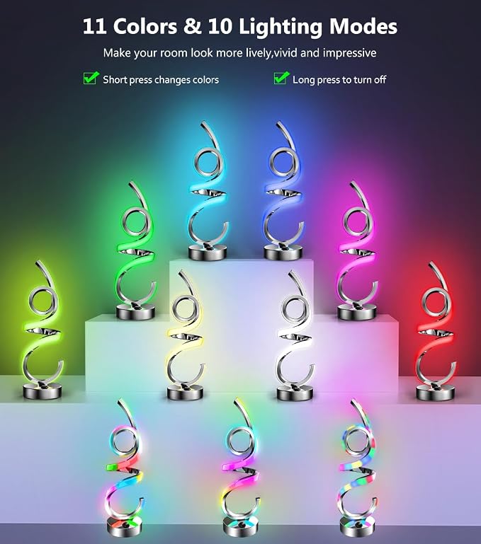 Rechargeable Spiral LED Lamp with RGB Color Changing