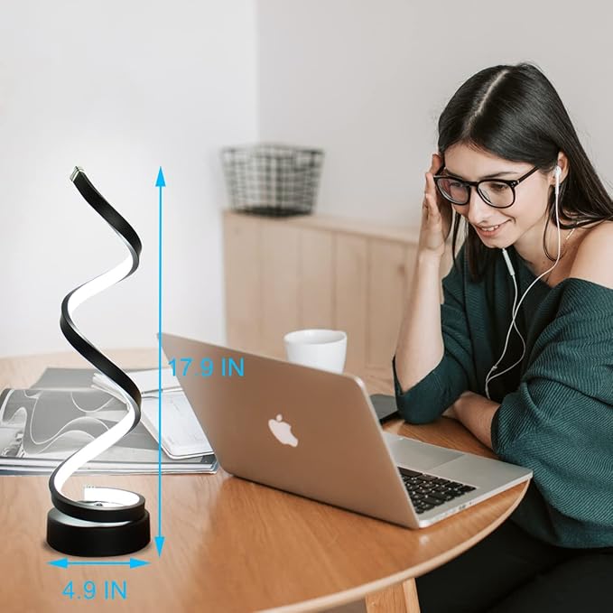 Modern Spiral LED Table Lamp – Black & White, Dimmable