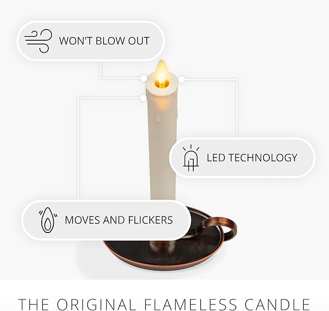 Ivory & Bronze Flameless Window Taper Candle with Timer