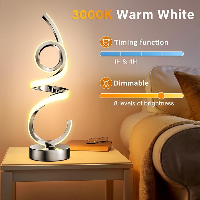 Rechargeable Spiral LED Lamp with RGB Color Changing