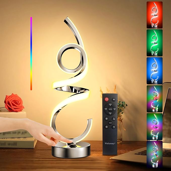 Rechargeable Spiral LED Lamp with RGB Color Changing
