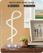 Silver Spiral LED Table Lamp with Adjustable Brightness