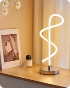 Silver Spiral LED Table Lamp with Adjustable Brightness