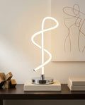 Silver Spiral LED Table Lamp with Adjustable Brightness