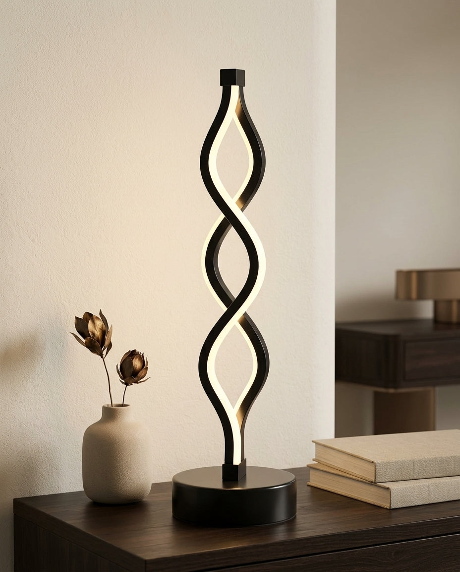 Infinity Spiral LED Table Lamp – Black, Silver & Gold