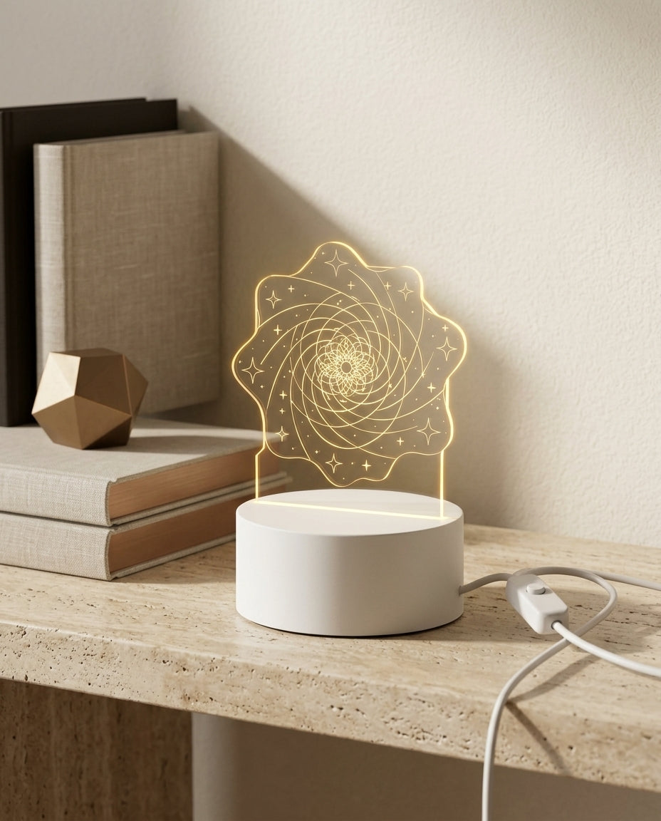 Acrylic Spiral & Star LED Night Light with 3 Colors