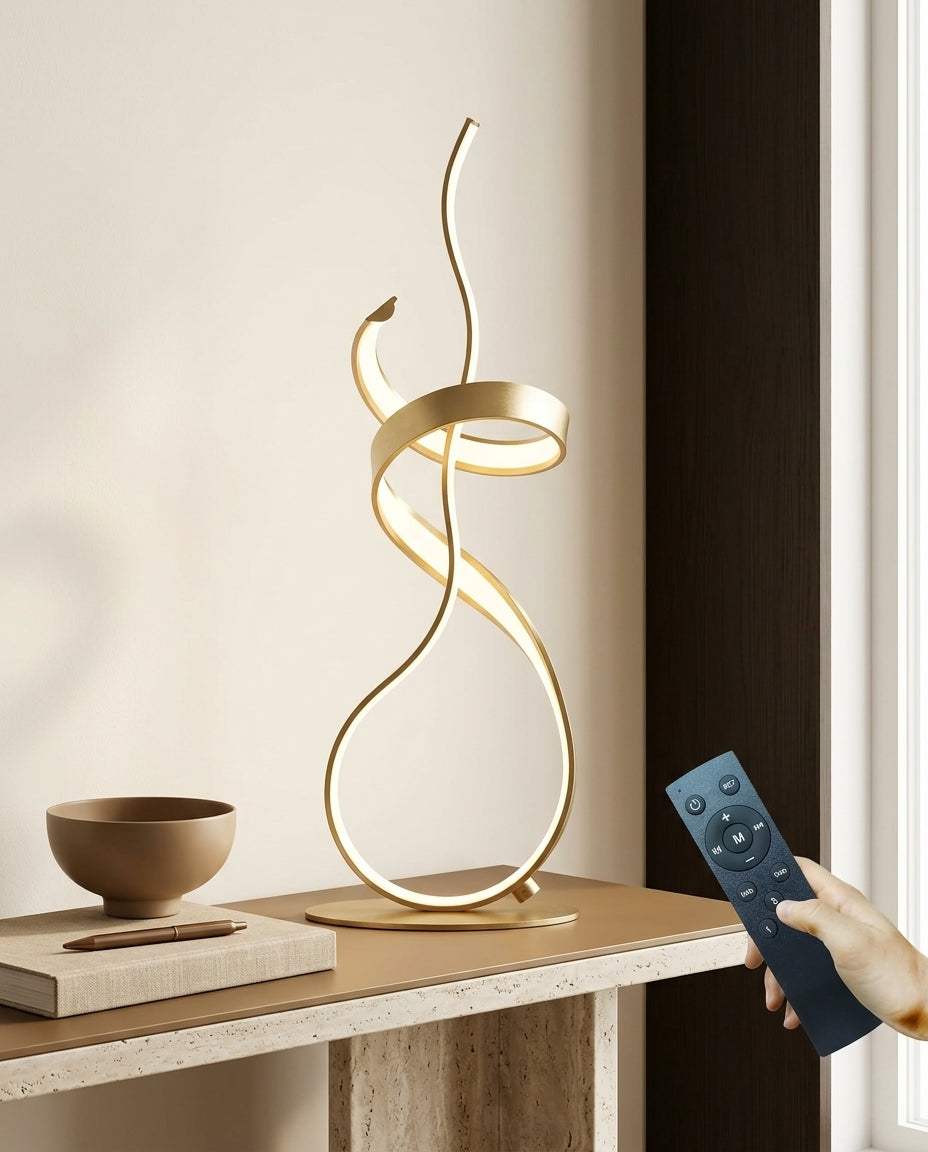 Gold & Silver Spiral LED Table Lamp, 24W Dimmable