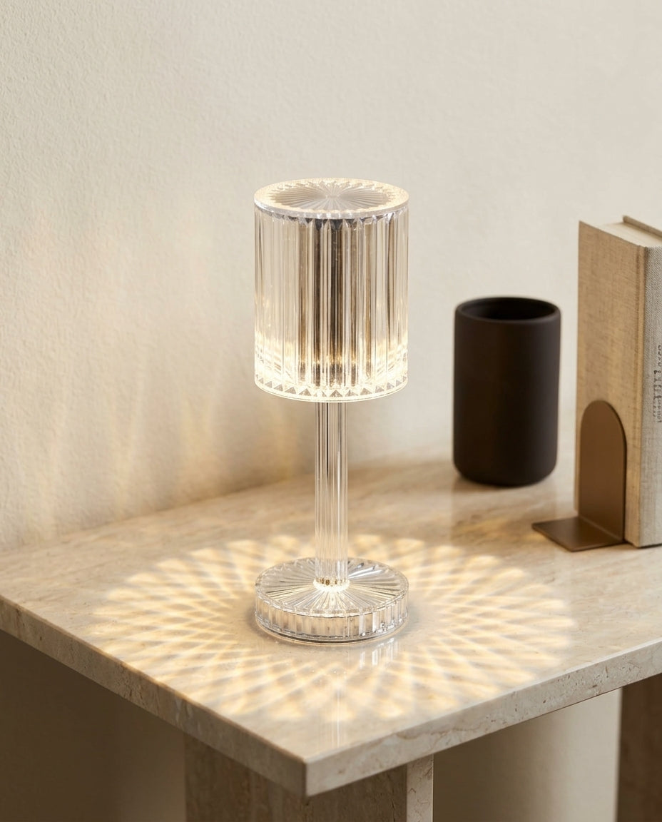 Rechargeable Acrylic Crystal LED Table Lamp – 10 Inch